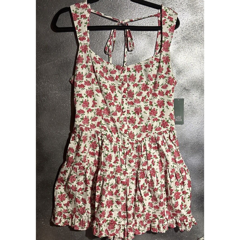 Wild Fable Romper Womens M Sleeveless Tie Y Back Floral Cottagecore Feminine NWT